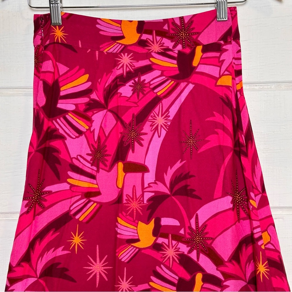 Farm Rio NWT Shirred Tiered Maxi Skirt Pink Combo Sz XS Anthropologie Garden - Picture 7 of 14